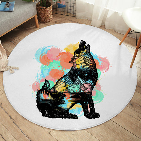 Image of Colorful Spray Wolf SWYD3584 Round Rug