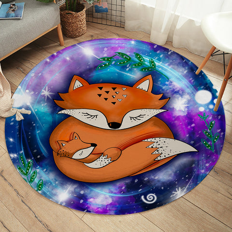 Image of Fox Family in Galaxy SWYD3593 Round Rug