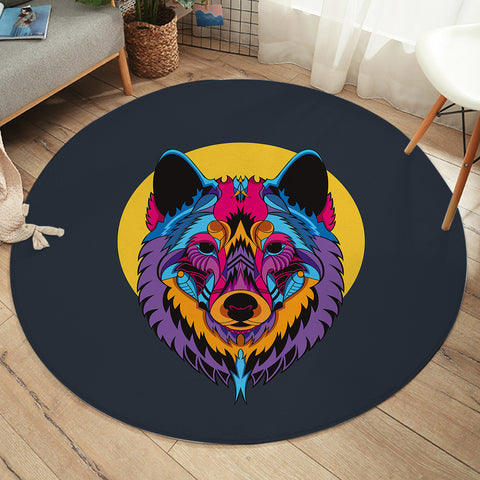 Image of Colorful Wolf Illustration SWYD3594 Round Rug