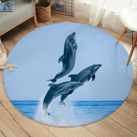 Image of Three Jumping Dolphin SWYD3600 Round Rug