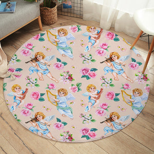 Pink Roses & Playing Music Angels SWYD3660 Round Rug