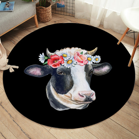 Image of Floral Dairy Cattle SWYD3663 Round Rug