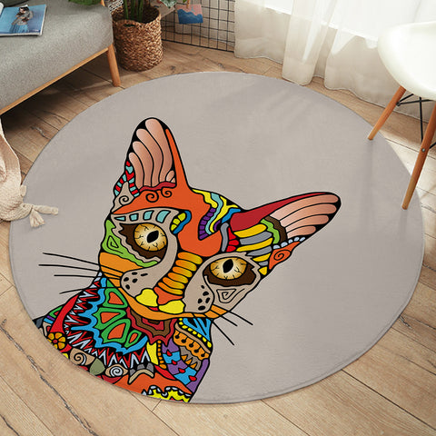 Image of Colorful Aztec Sphynx SWYD3664 Round Rug