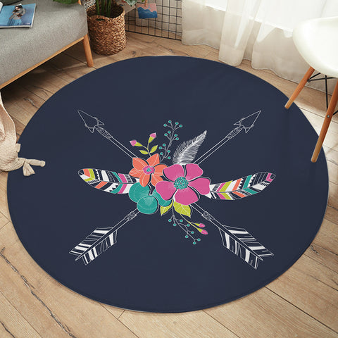 Image of Floral Arrows & Feather SWYD3668 Round Rug