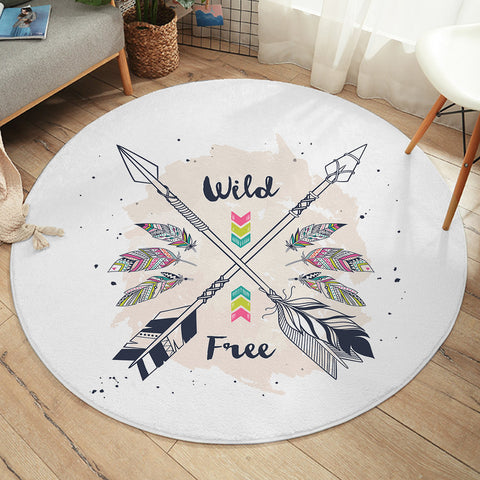 Image of Wild & Free Pink Feather & Arrows SWYD3670 Round Rug
