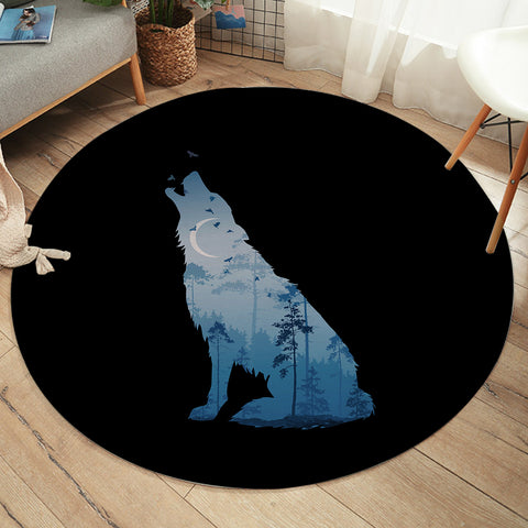 Image of Night Forest Wolf SWYD3673 Round Rug