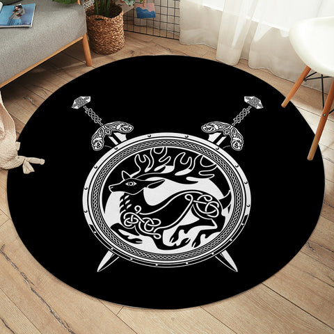 Image of Deer Shield and Knives  SWYD3676 Round Rug