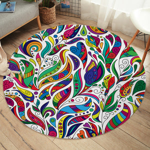 Multicolor Aztec Pattern on Feather SWYD3681 Round Rug