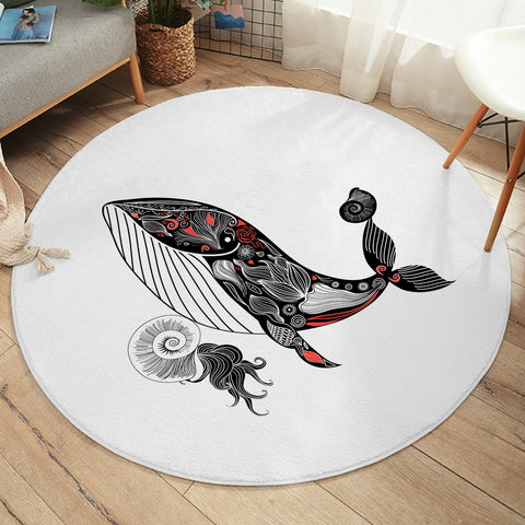 Image of Pattern On Whale Sketch SWYD3684 Round Rug
