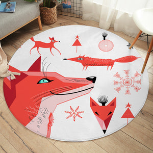 Winter Funny Shapes of Fox SWYD3688 Round Rug