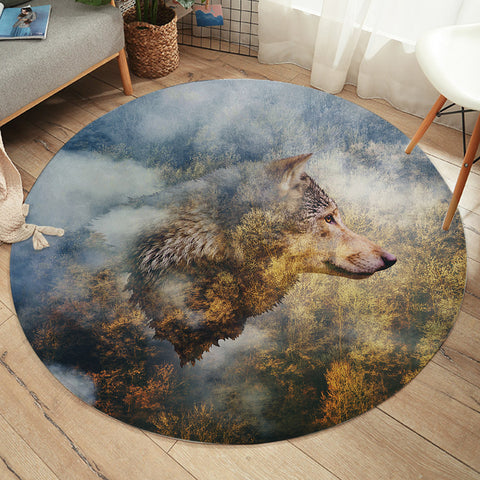 Image of Cozy Forest Wolf SWYD3689 Round Rug