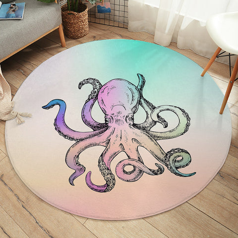 Image of Multicolor Gradient Octopus  SWYD3692 Round Rug