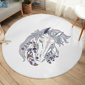 Female Dreamcatcher Horse Sketch  SWYD3694 Round Rug