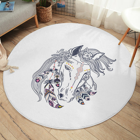 Image of Female Dreamcatcher Horse Sketch  SWYD3694 Round Rug