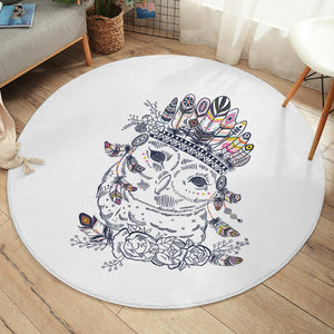 Feather & Floral Owl Sketch SWYD3695 Round Rug