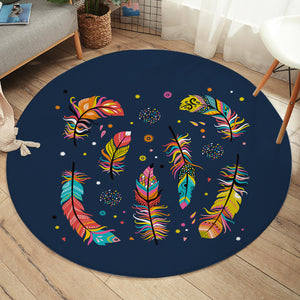 Colorful Feather & Dot SWYD3697 Round Rug