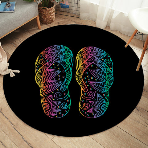 Image of Colorful Floral Shoes Print SWYD3737 Round Rug