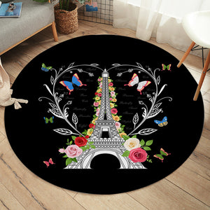 Paris Butterfly and Floral Eiffel SWYD3749 Round Rug