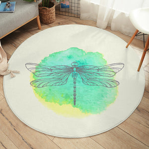Light Green Spray and Butterfly Line Sketch  SWYD3753 Round Rug