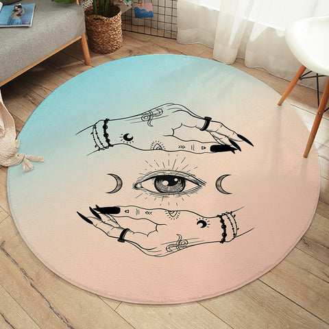 Image of Eyes - Moon Hand Sign SWYD3756 Round Rug