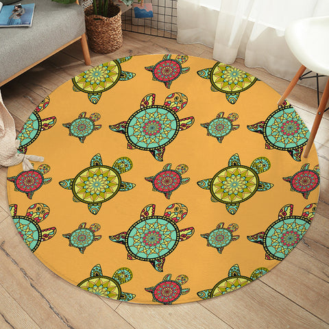 Image of Colorful Mandala Turtles Monogram  SWYD3764 Round Rug