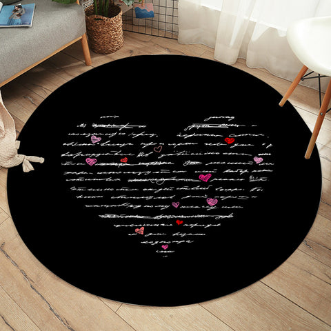 Image of Love Text in Heart SWYD3799 Round Rug
