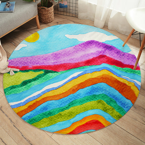Image of RGB Colorful Waves on Mountain SWYD3808 Round Rug