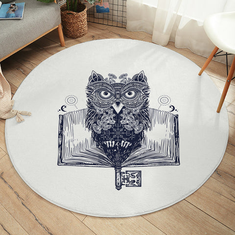 Image of Owl in Book Sketch SWYD3811 Round Rug