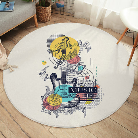 Image of Music Life - Electric Guitar Sketch SWYD3817 Round Rug