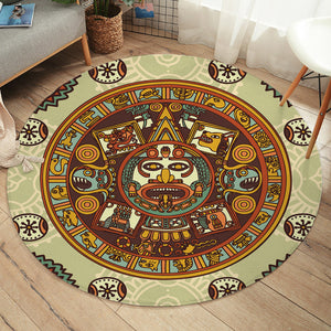 Vintage Ancient Aztec Zodiac SWYD3867 Round Rug