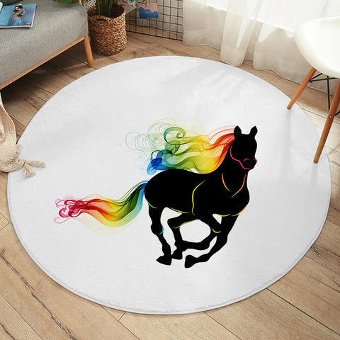 Image of Rainbow Gradient Color Horse SWYD3921 Round Rug
