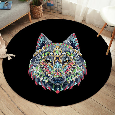 Image of Colorful Geometric Grey Wolf  SWYD3935 Round Rug