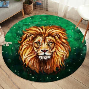 Watercolor Draw Lion Green Theme SWYD3941 Round Rug