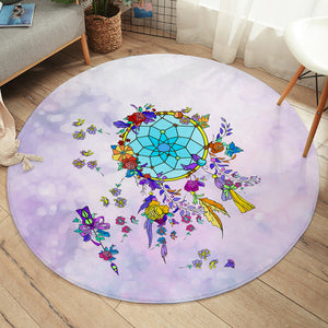 Multicolor Floral Dream Catcher Purple Theme SYD3942 Round Rug