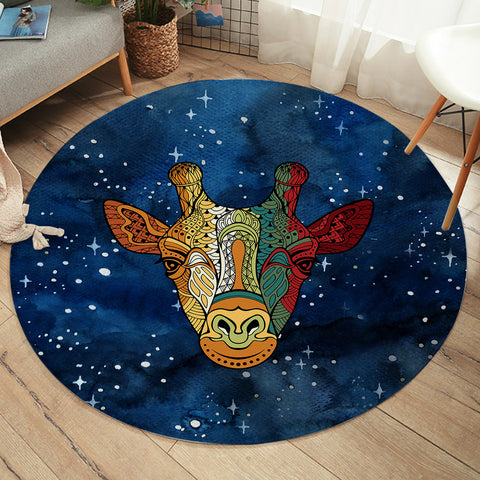 Image of Mandala Giraffe Galaxy Theme SWYD4118 Round Rug