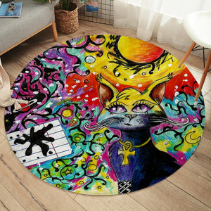 Colorful Curves Art Cat SWYD4232 Round Rug