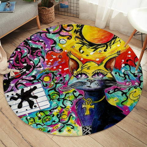 Image of Colorful Curves Art Cat SWYD4232 Round Rug