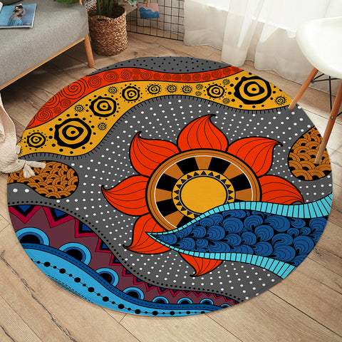 Image of Colorful Modern Japanese Art Mandala SWYD4234 Round Rug