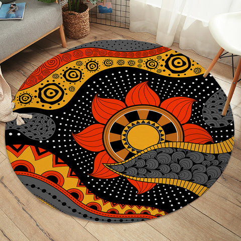 Image of Colorful Modern Japanese Art Mandala Black SW4235 Round Rug