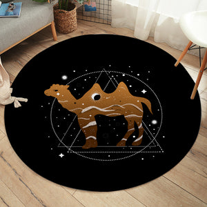 Brown Camel Triangle Zodiac SW4239 Round Rug