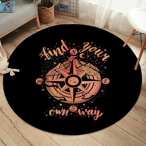 Image of Find Your Own Way - Vintage Compass Zodiac SWYD4240 Round Rug