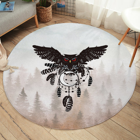 Image of Dark Owl Dream Catcher Forest SW4241 Round Rug