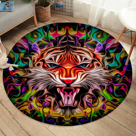 Image of Colorful Modern Curve Art Tiger SWYD4246 Round Rug