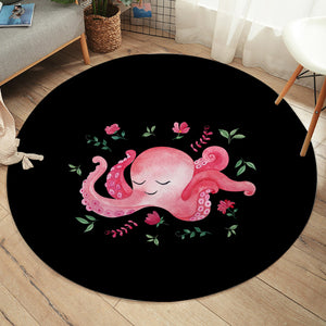 Cute Floral Pink Octopus SWYD4287 Round Rug