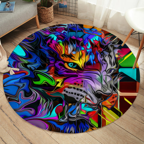 Image of Colorful Curve Art Wolf SWYD4288 Round Rug