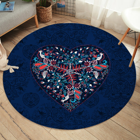 Image of Vintage Mandala Heart Pattern  SWYD4290 Round Rug