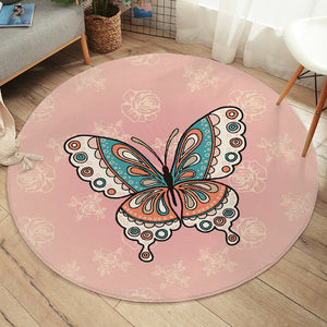 Vintage Butterfly Floral Pink Theme SWYD4291 Round Rug