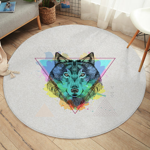 Image of Colorful Splash Watercolor Wolf SWYD4299 Round Rug