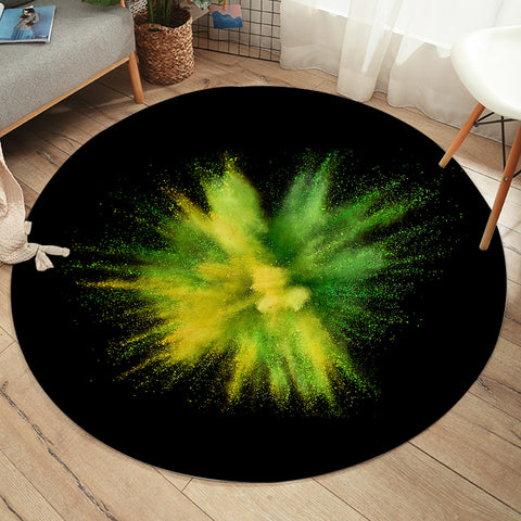 Image of Green & Yellow Splash Black Theme  SWYD4301 Round Rug