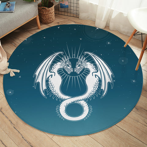 Image of Facing Europe Dragonfly Turquoise Theme  SWYD4304 Round Rug
